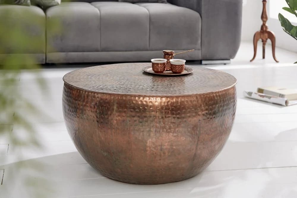 riess-ambiente Couchtisch ORIENT II Ø60cm kupfer geflammt Hammerschlag Design