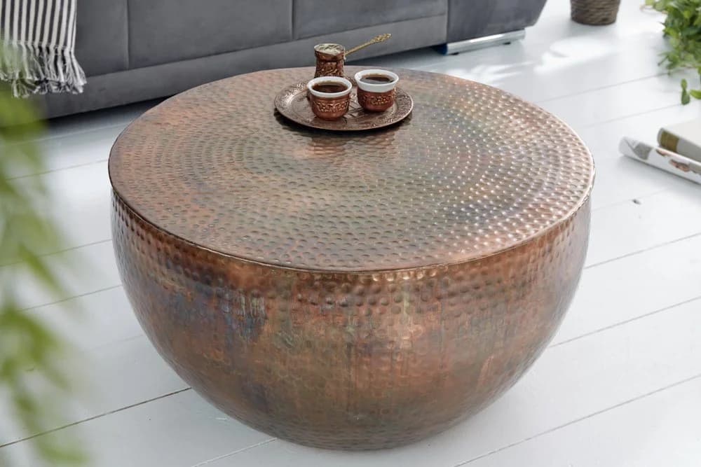 riess-ambiente Couchtisch ORIENT II Ø60cm kupfer geflammt Hammerschlag Design - Bild 2