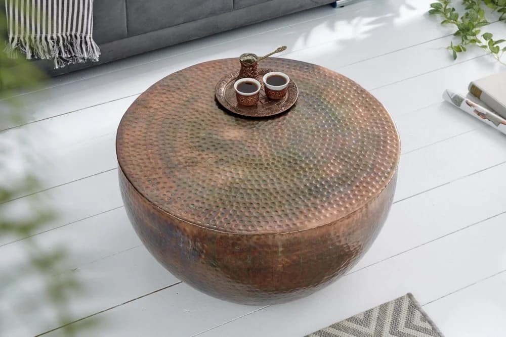 riess-ambiente Couchtisch ORIENT II Ø60cm kupfer geflammt Hammerschlag Design - Bild 3