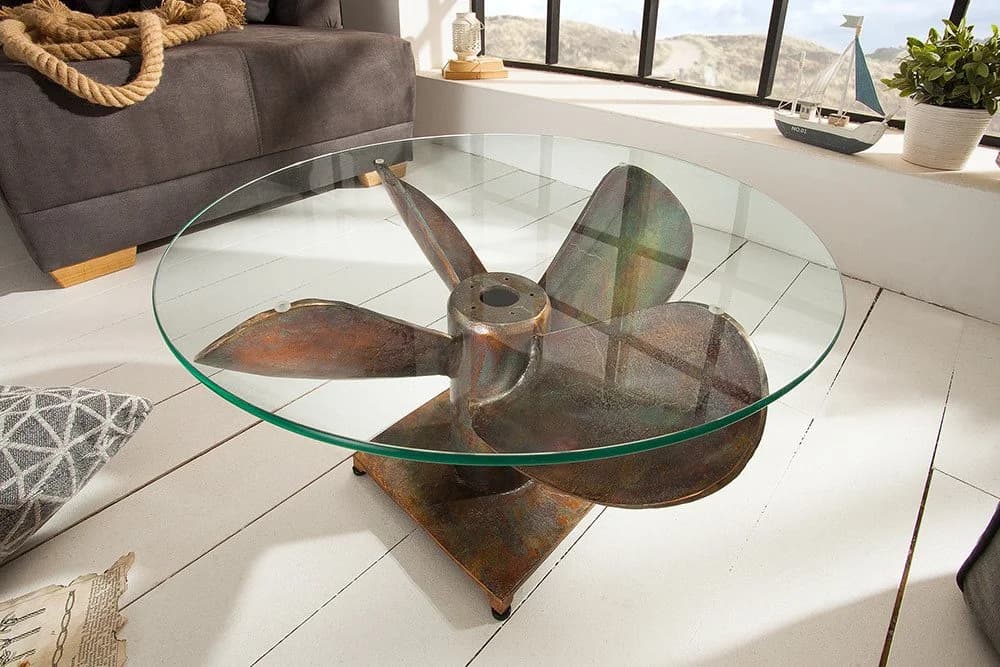 riess-ambiente Couchtisch OCEAN M Ø60cm transparent / kupfer geflammt - Bild 2