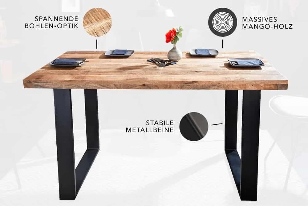 riess-ambiente Esstisch IRON CRAFT 120cm Mango-Massivholz Eisenkufen Industrial - Bild 4