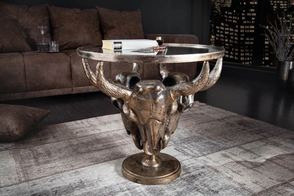 riess-ambiente Couchtisch MATADOR 56cm Bronze Stierkopf Glasplatte - Bild 2