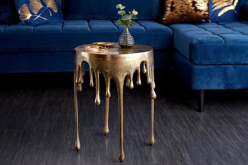 riess-ambiente Beistelltisch LIQUID LINE Gold Tropfen-Design Aluminium