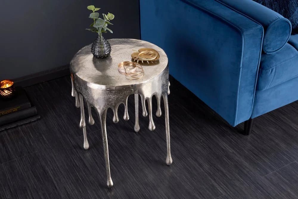 riess-ambiente Beistelltisch LIQUID LINE Silber Aluminium Metall