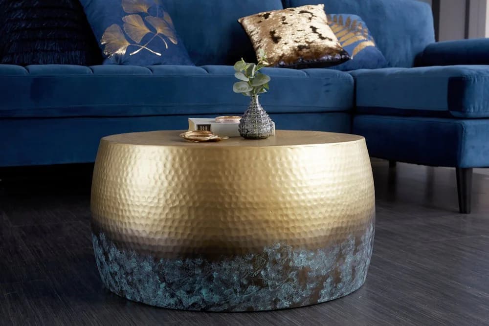 riess-ambiente Couchtisch ORIENT III Gold Blau Metall Hammerschlag - Bild 2