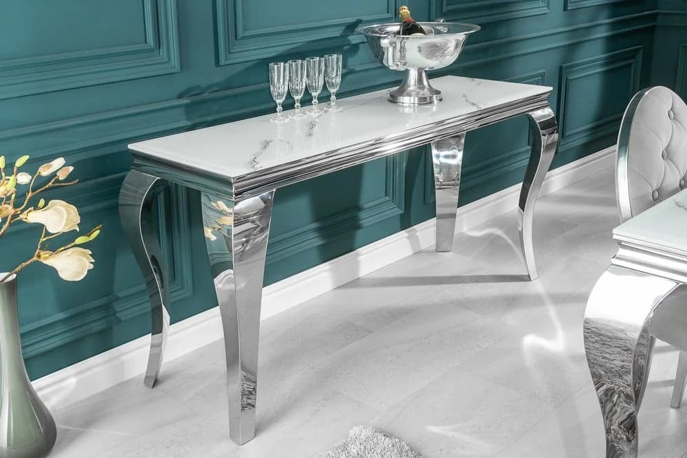 riess-ambiente Konsolentisch MODERN BAROCK Grau/Weiß Marmor-Optik Edelstahl - Bild 2