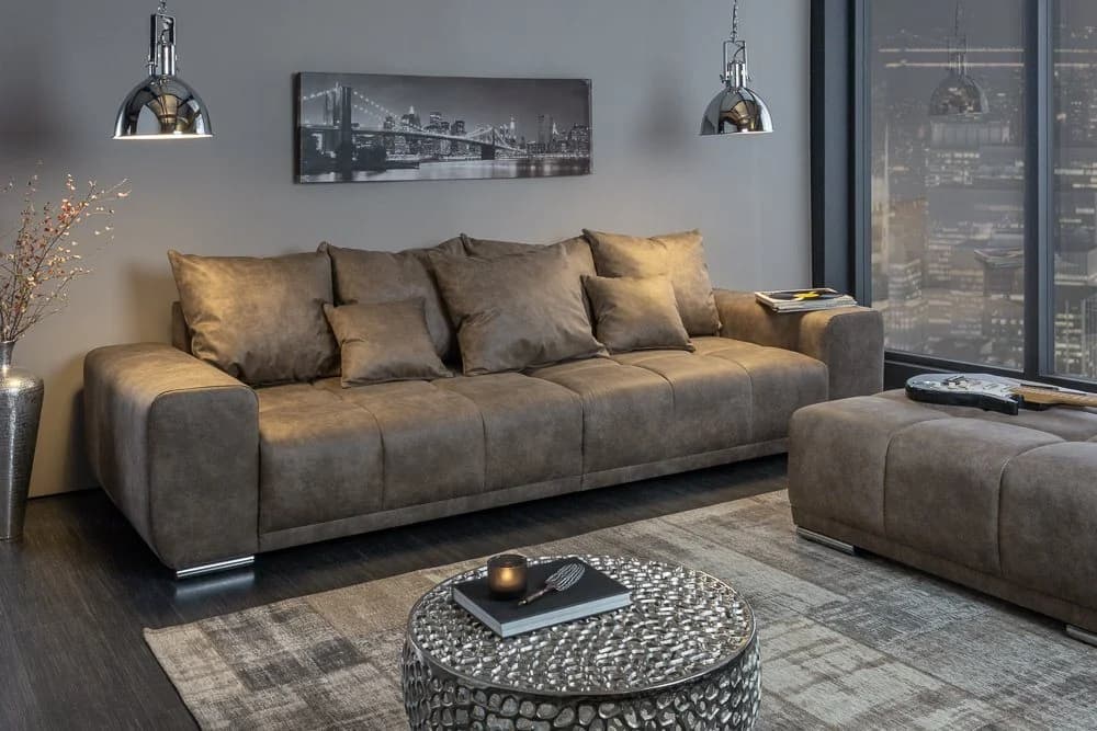 riess-ambiente Big-Sofa ELEGANCIA 285cm Taupe Microfaser