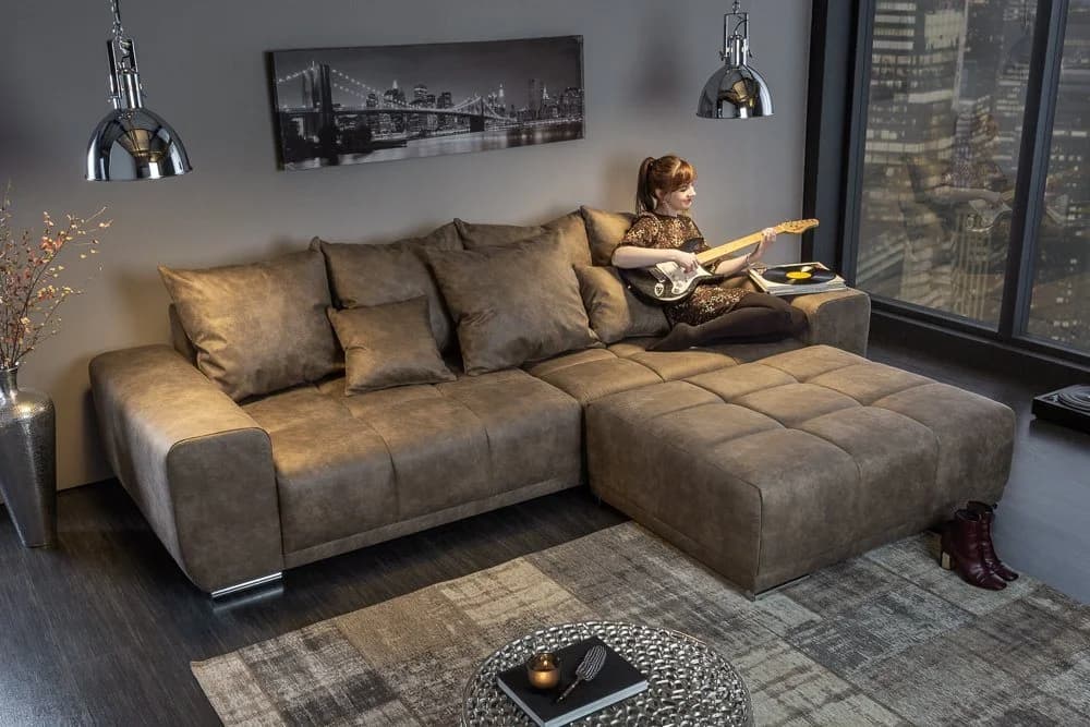 riess-ambiente Big-Sofa ELEGANCIA 285cm Taupe Microfaser - Bild 3