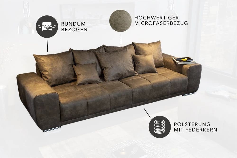 riess-ambiente Big-Sofa ELEGANCIA 285cm Taupe Microfaser - Bild 4
