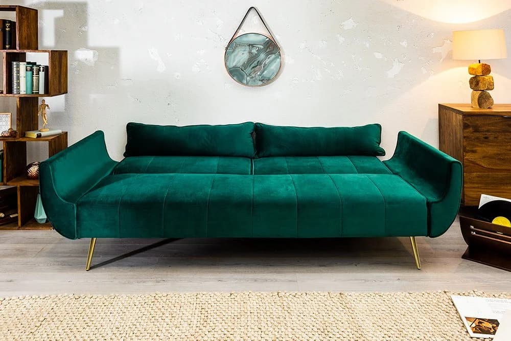 riess-ambiente Schlafsofa DIVANI 220cm Samt Retro Grün/Gold - Bild 3