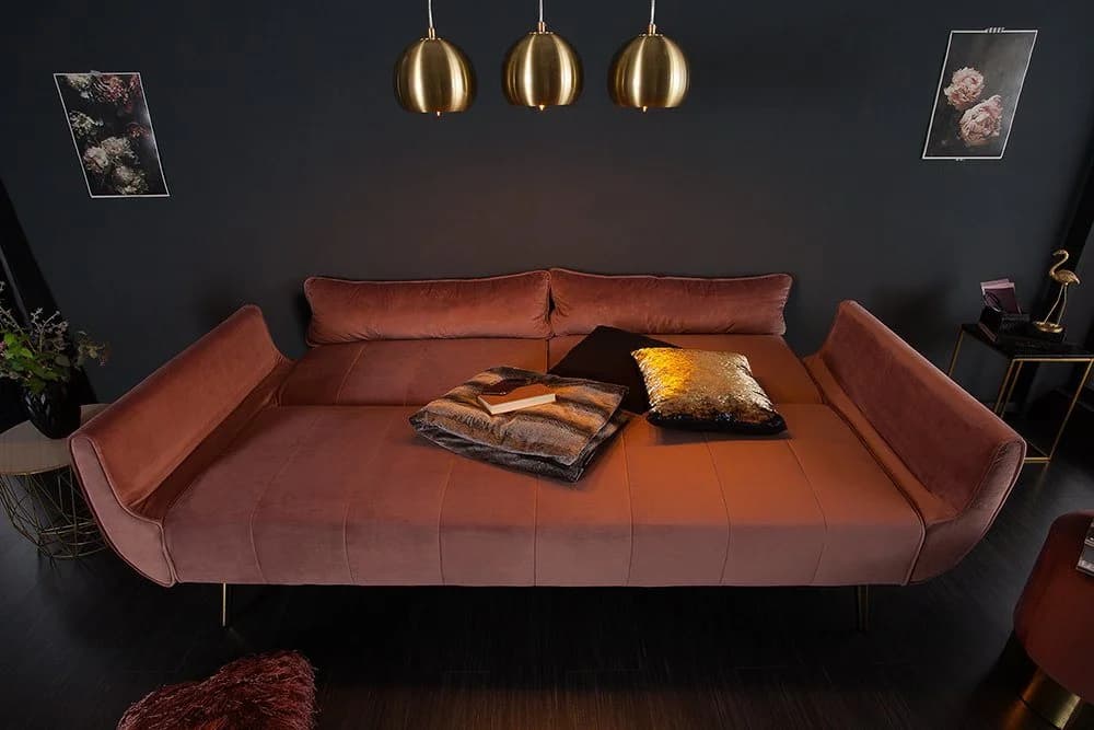 riess-ambiente Schlafsofa DIVANI 220cm Altrosa Gold 3-Sitzer Samt Retro - Bild 4