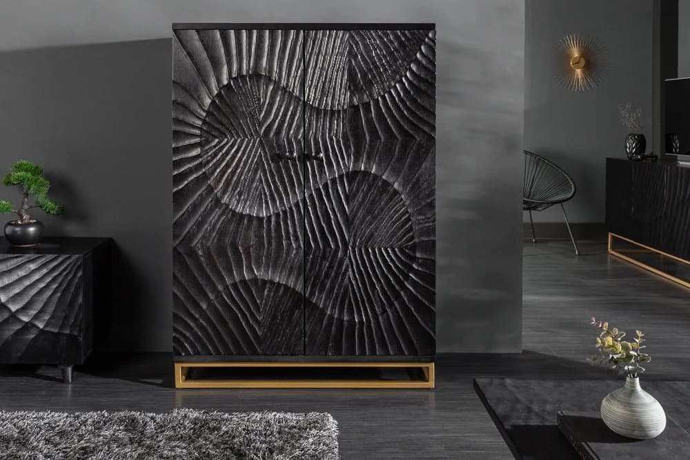 riess-ambiente Barschrank SCORPION Schwarz/Gold 3D-Muster