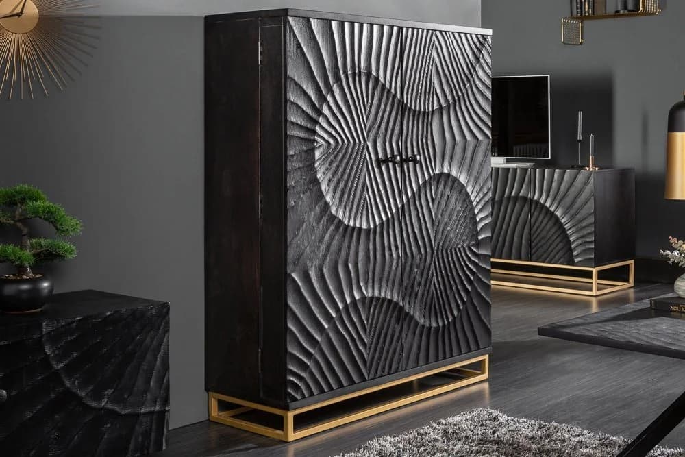 riess-ambiente Barschrank SCORPION Schwarz/Gold 3D-Muster - Bild 2