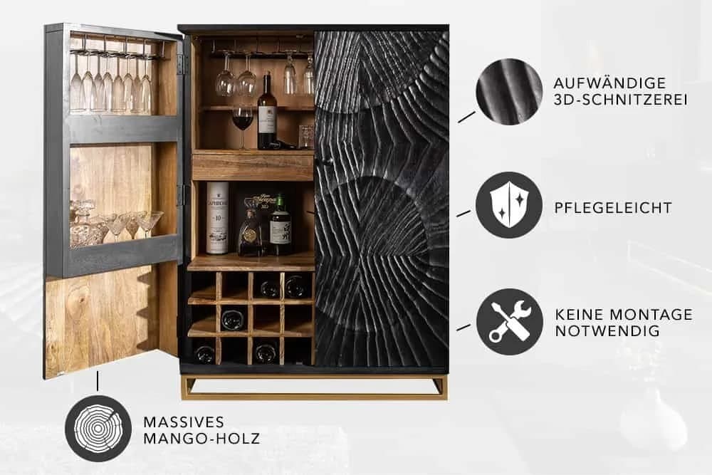 riess-ambiente Barschrank SCORPION Schwarz/Gold 3D-Muster - Bild 4