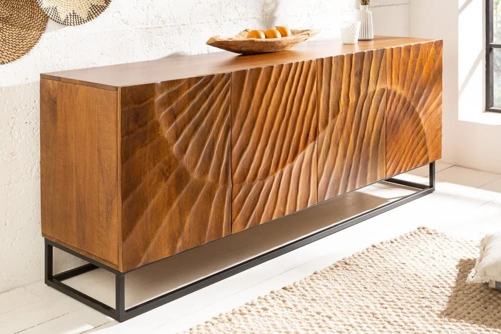 riess-ambiente Sideboard SCORPION 180cm Braun Schwarz 3D Schnitzerei - Bild 2