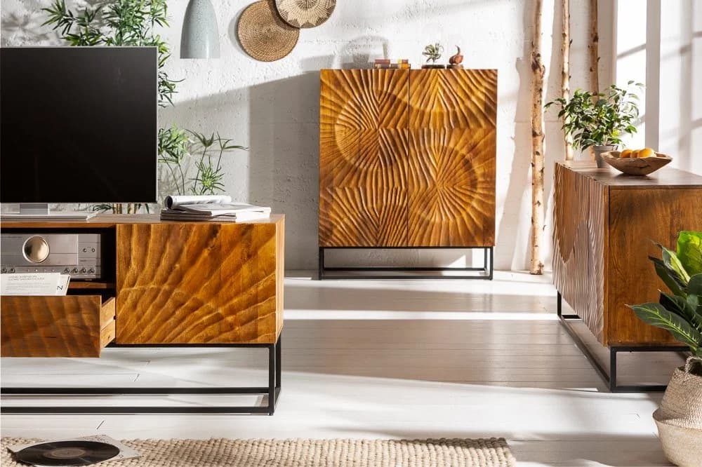 riess-ambiente Sideboard SCORPION 180cm Braun Schwarz 3D Schnitzerei - Bild 4