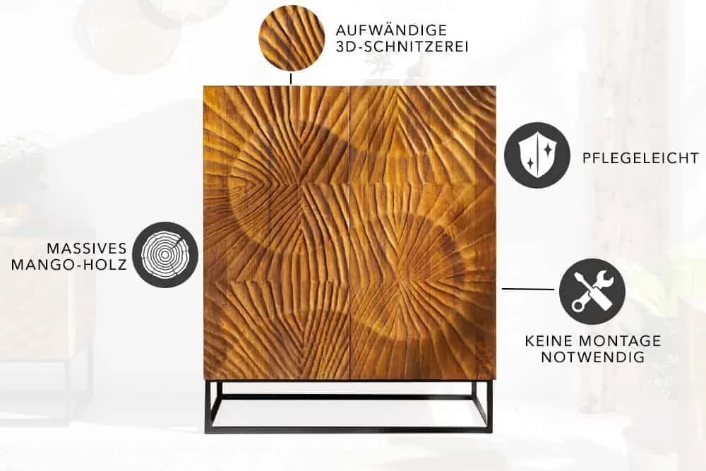 riess-ambiente Highboard SCORPION Braun Schwarz Mango-Massivholz - Bild 5