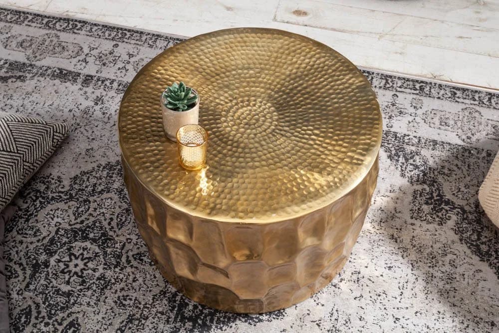 riess-ambiente Couchtisch ORGANIC ORIENT Ø55cm Gold Hammerschlag 3D-Design - Bild 3
