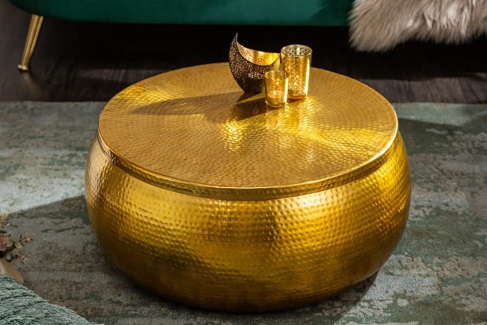 riess-ambiente Couchtisch ORIENT STORAGE Ø70cm Gold Hammerschlag