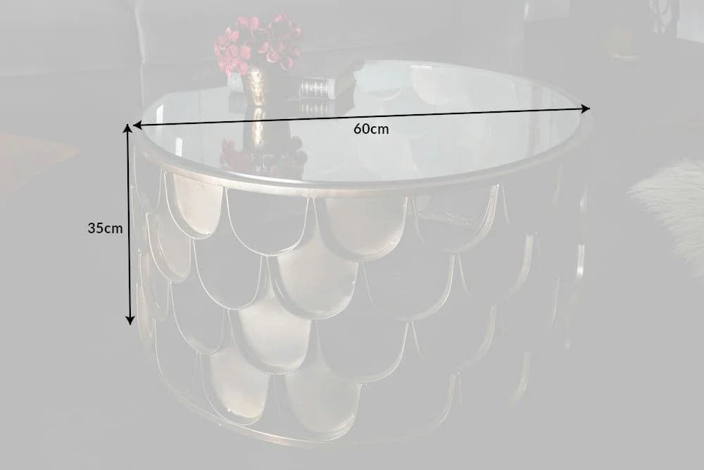riess-ambiente Couchtisch ABSTRACT Ø60cm Glas Metall Industrial Fischschuppen - Bild 5