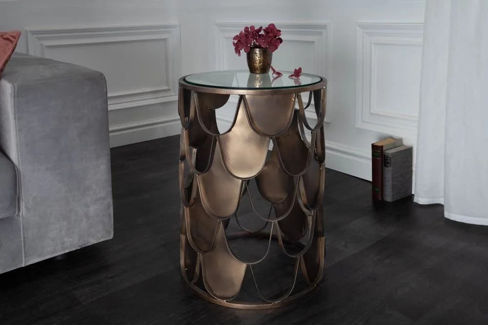 riess-ambiente Beistelltisch ABSTRACT rund Fischschuppen Design