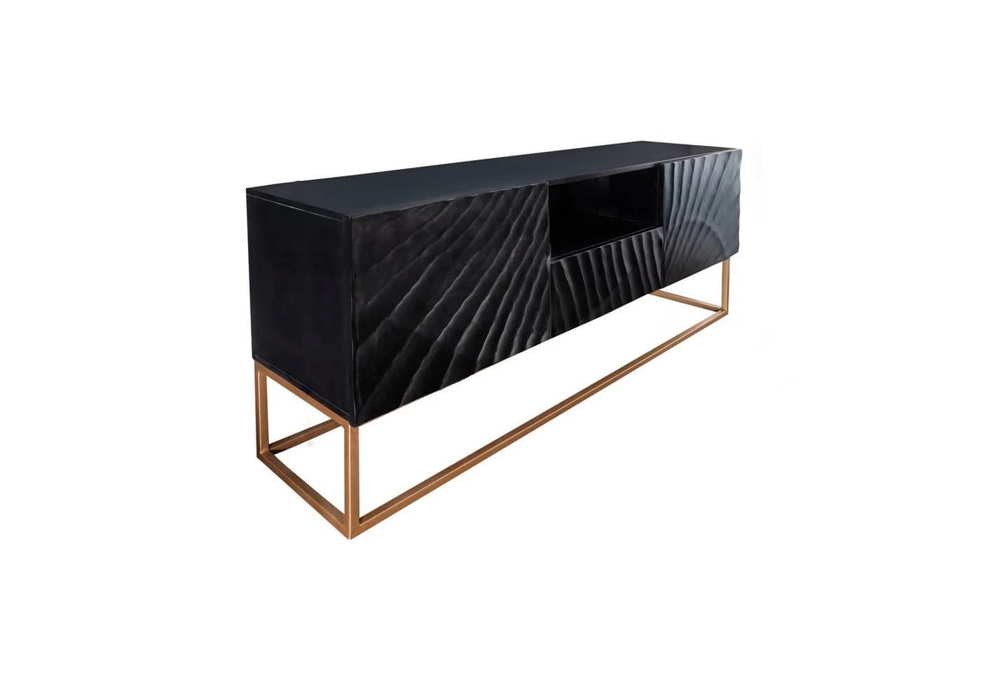 riess-ambiente TV-Board SCORPION 160cm schwarz Massivholz Metall 3D Schnitzerei - Bild 2