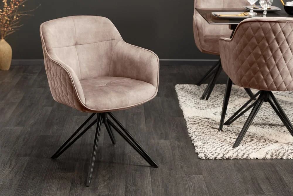 riess-ambiente Polsterstuhl EUPHORIA Champagner/Schwarz Samt Drehbar - Bild 3