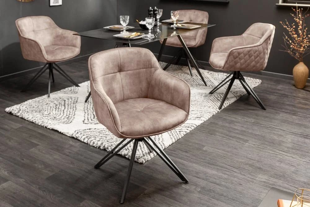 riess-ambiente Polsterstuhl EUPHORIA Champagner/Schwarz Samt Drehbar - Bild 5