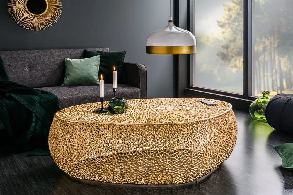 riess-ambiente Couchtisch ABSTRACT LEAF 122cm Gold Metall Handarbeit Modern - Bild 2