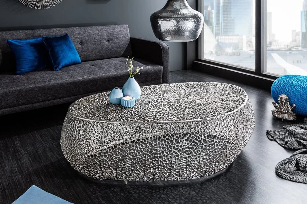 riess-ambiente Couchtisch ABSTRACT LEAF 120cm Silber Metall