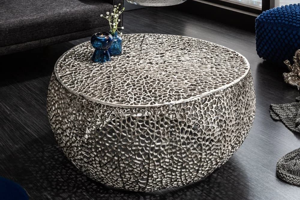 riess-ambiente Couchtisch ABSTRACT LEAF 80cm silber