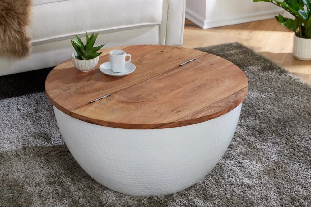 riess-ambiente Couchtisch ORIENT STORAGE Ø60cm Natur/Weiß mit Stauraum - Bild 2