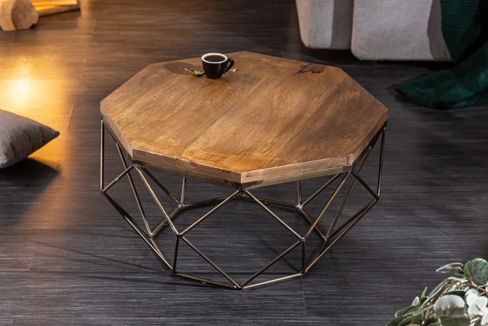 riess-ambiente Couchtisch DIAMOND 70cm Mangoholz Messing