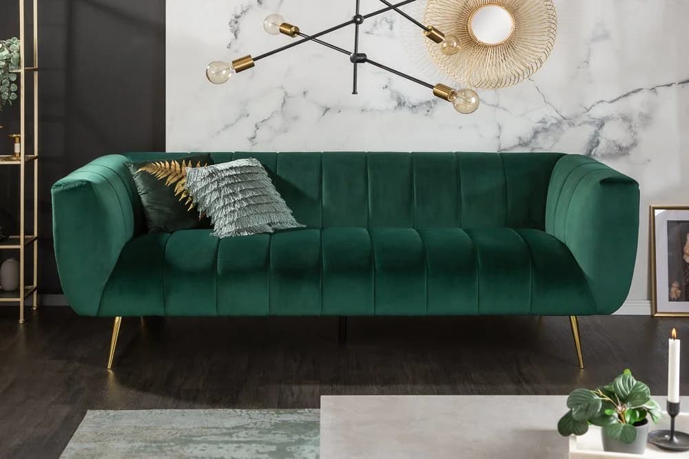 riess-ambiente Sofa NOBLESSE 225cm Smaragdgrün Gold Retro - Bild 2