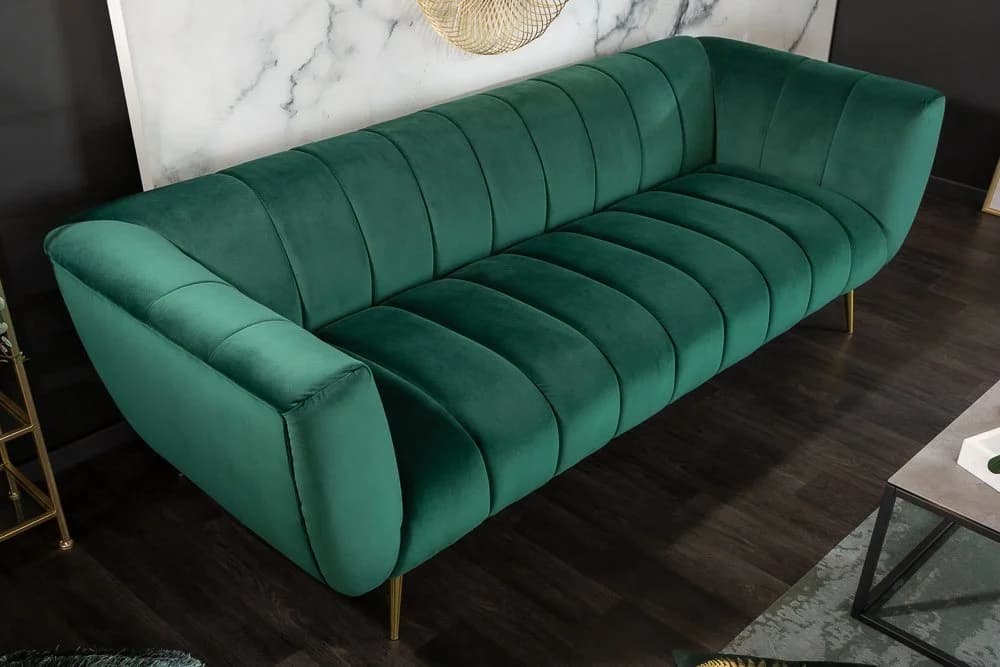 riess-ambiente Sofa NOBLESSE 225cm Smaragdgrün Gold Retro - Bild 3