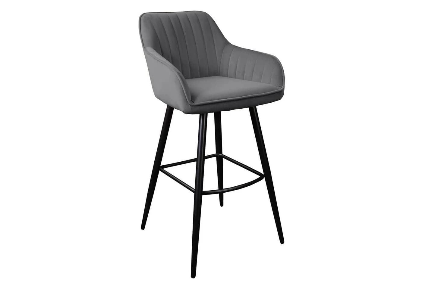 riess-ambiente Barhocker TURIN silbergrau/schwarz Samt mit Armlehne - Bild 2