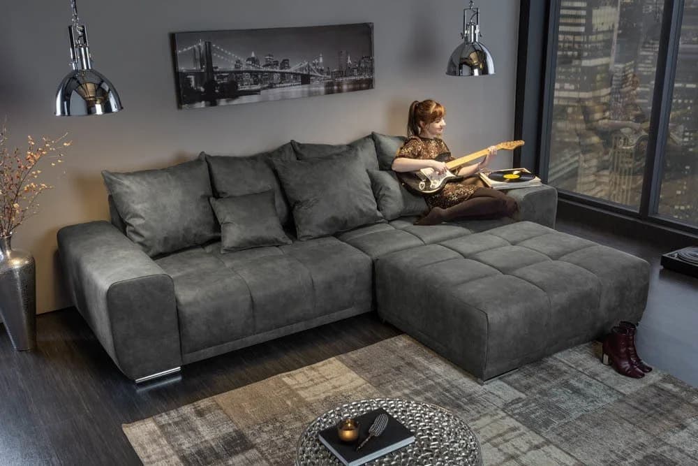 riess-ambiente Big-Sofa ELEGANCIA 285cm Grau Microfaser mit Federkern - Bild 3