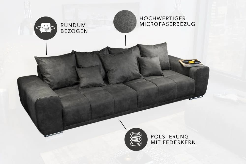 riess-ambiente Big-Sofa ELEGANCIA 285cm Grau Microfaser mit Federkern - Bild 5