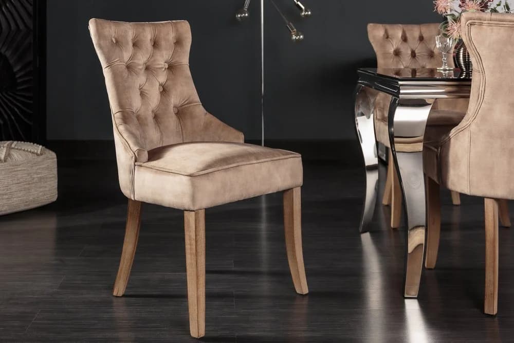 riess-ambiente Polsterstuhl CASTLE coffee, Esszimmer · Samt · Holz · Chesterfield · Landhaus