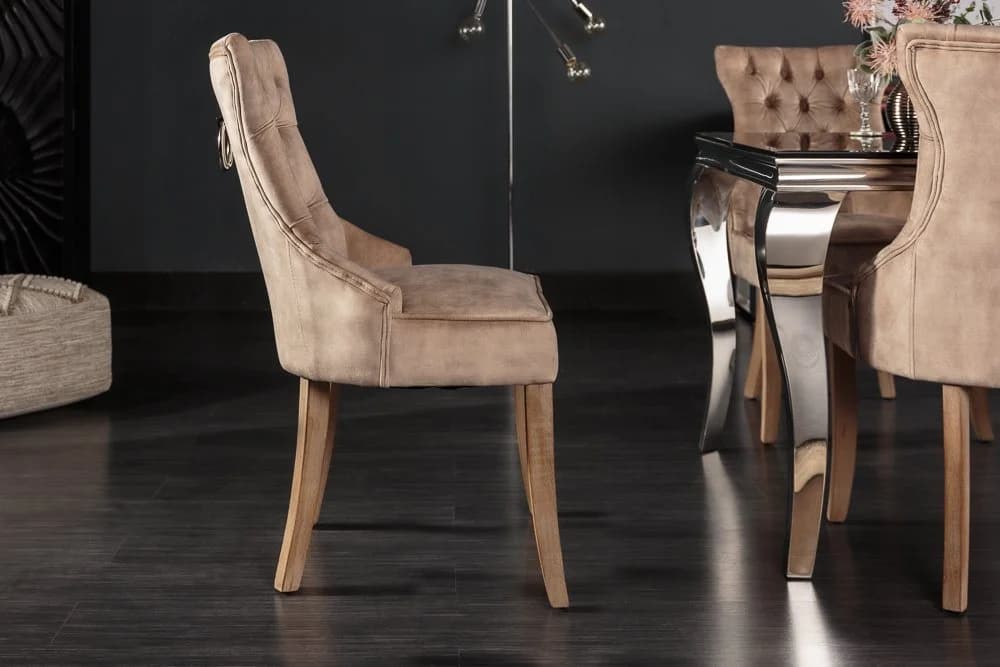 riess-ambiente Polsterstuhl CASTLE coffee, Esszimmer · Samt · Holz · Chesterfield · Landhaus - Bild 3