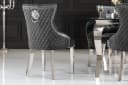 riess-ambiente Polsterstuhl CASTLE DELUXE Grau/Silber Samt Löwenkopf Bild 4