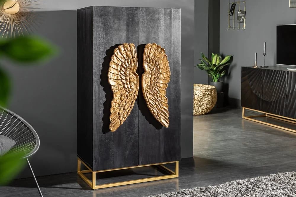 riess-ambiente Highboard ANGEL 140cm Schwarz Gold Massivholz - Bild 2