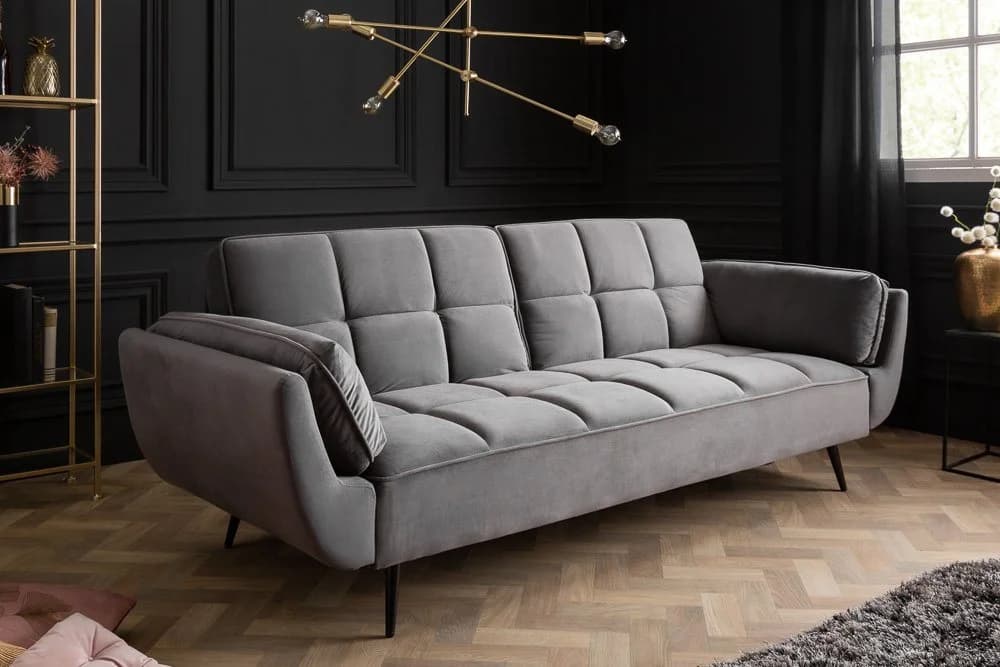 riess-ambiente Schlafsofa BOUTIQUE Grau Samt mit Schlaffunktion - Bild 2