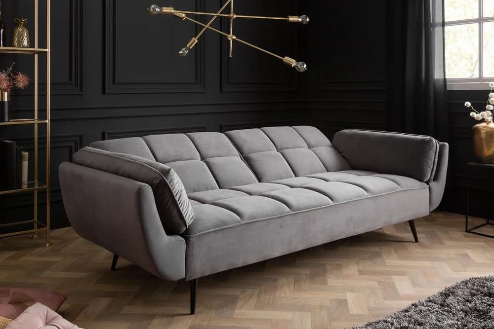 riess-ambiente Schlafsofa BOUTIQUE Grau Samt mit Schlaffunktion - Bild 4