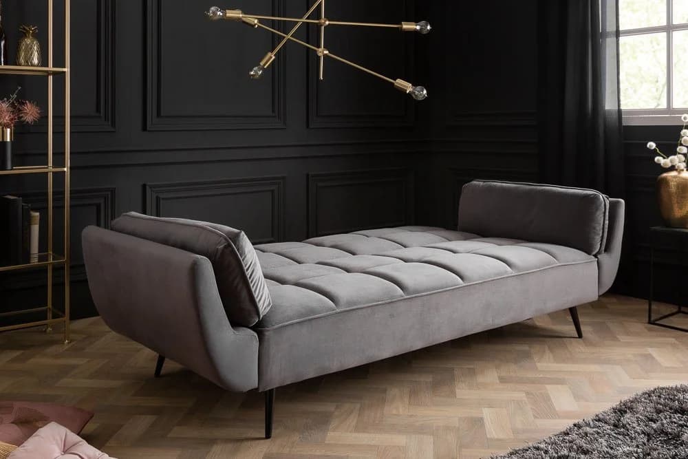 riess-ambiente Schlafsofa BOUTIQUE Grau Samt mit Schlaffunktion - Bild 5
