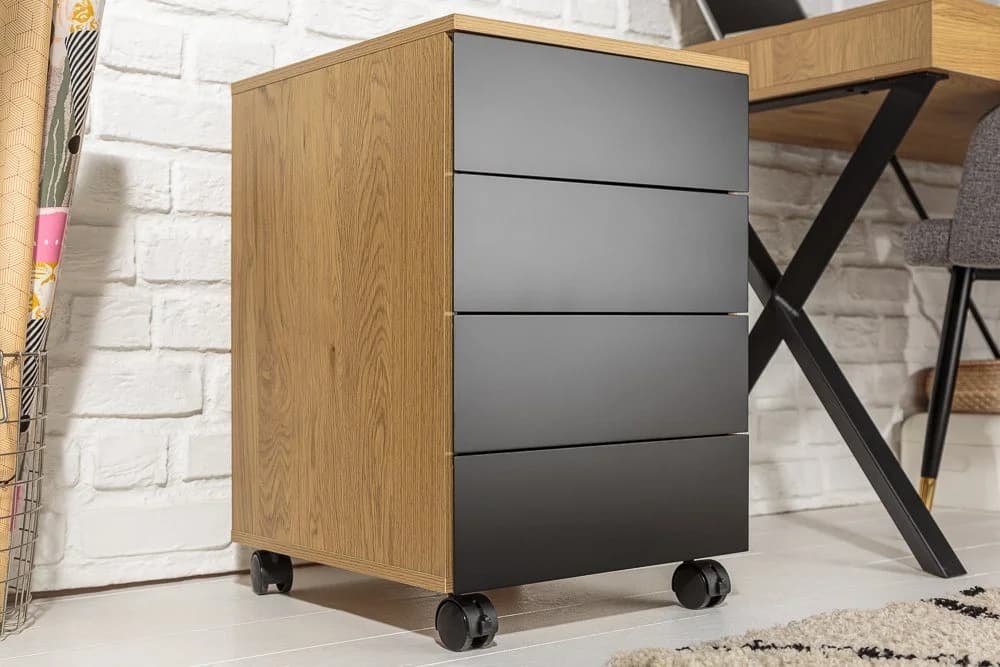 riess-ambiente Rollcontainer STUDIO 40cm Natur/Schwarz mit 4 Schubladen - Bild 2