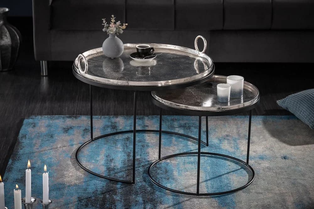 riess-ambiente Couchtisch ELEMENTS Ø65cm Silber Schwarz Metall - Bild 2