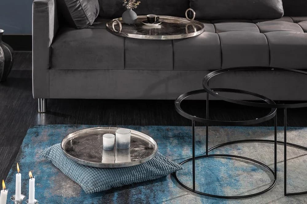 riess-ambiente Couchtisch ELEMENTS Ø65cm Silber Schwarz Metall - Bild 3
