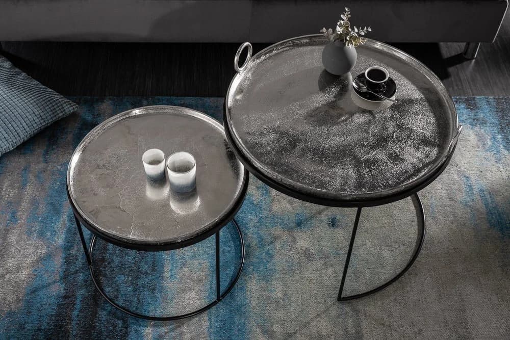riess-ambiente Couchtisch ELEMENTS Ø65cm Silber Schwarz Metall - Bild 4