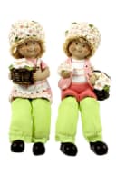 ELLUG Dekofigur 2er Set Blumenkinder Blumenhut Kantenhocker Schlenkerbeine Bild 2